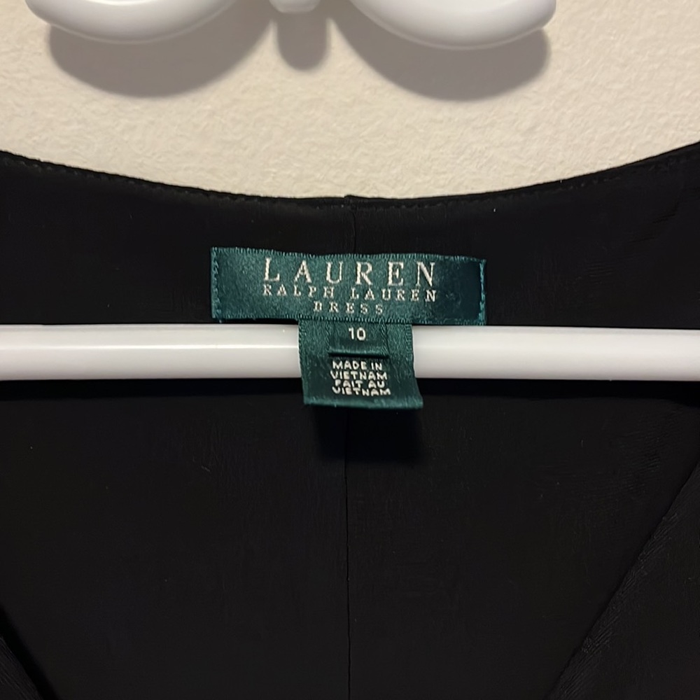 Lauren Ralph Lauren Black V-Neck Midi Dress